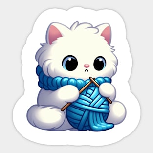 cat knitting Sticker